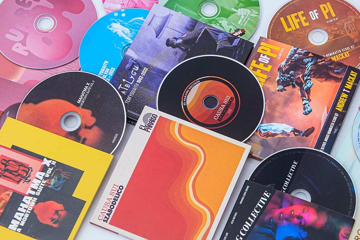 Colourful CDs and packaging