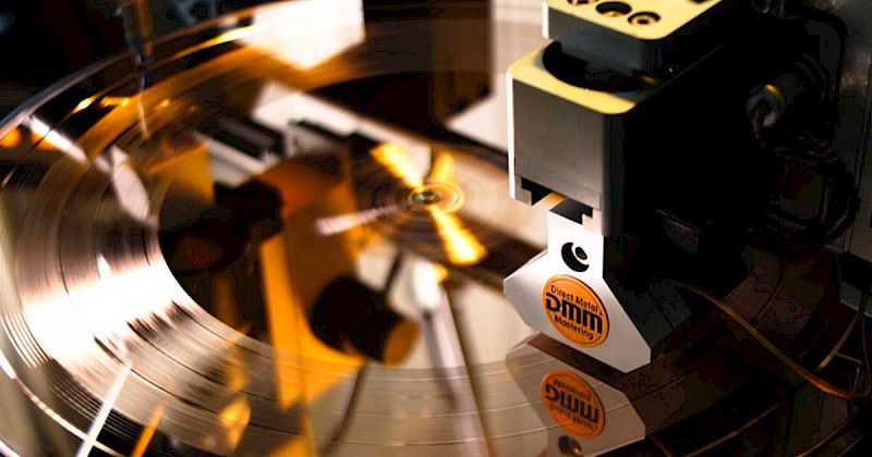 A DMM cutting lathe creating a direct metal master